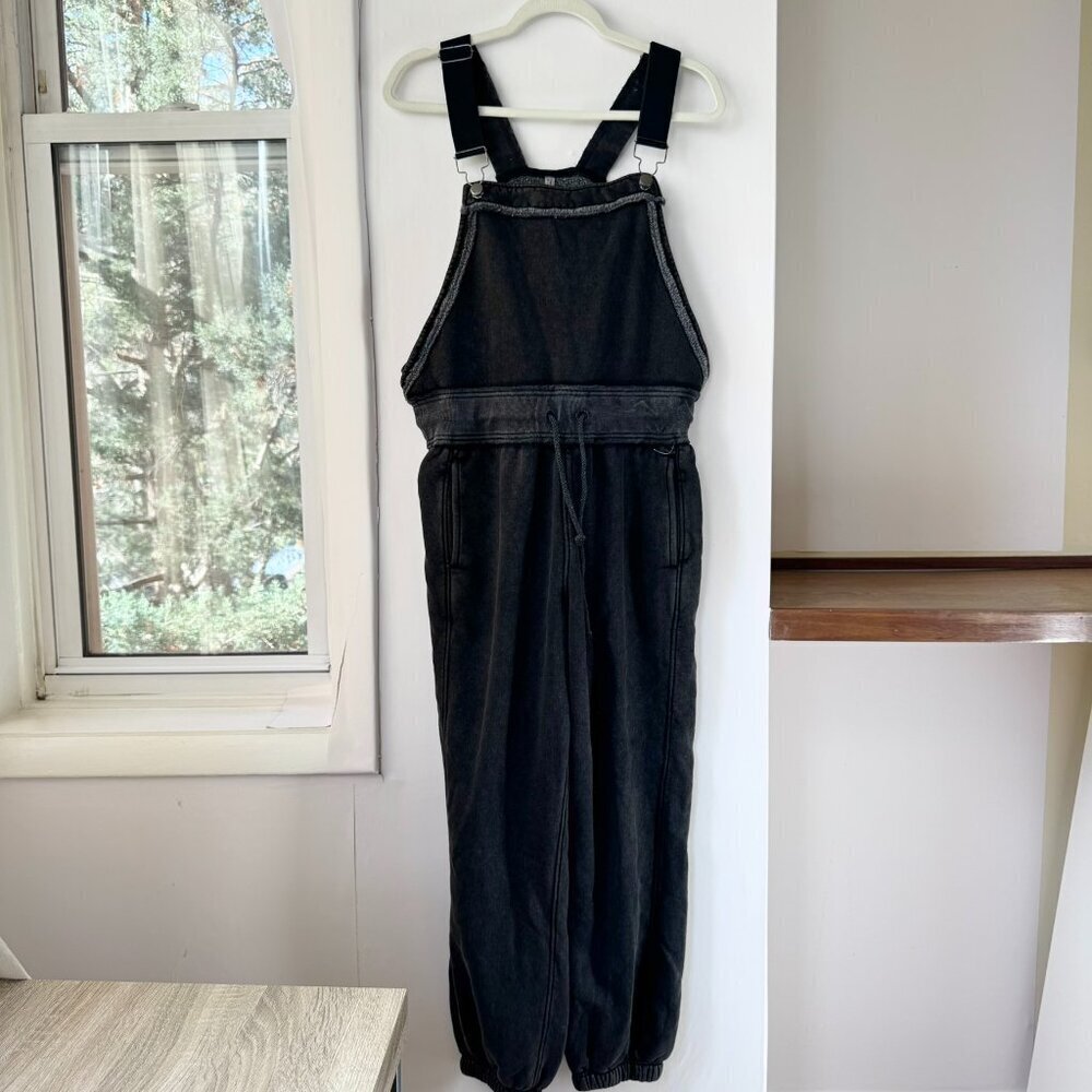 New Free People Movement Sweatshirt Fleece Overalls Black Small
